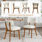 Modern Mid-Century Style Dining Chairs Set of 2, Solid Wood Legs, Fabric Upholstered Seat for Kitchen, Dining Room, or Office