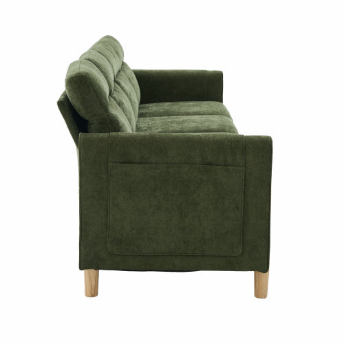 Large U-shaped sofa set with two storage ottomans; modular four-seater sofa with wooden table legs; comfortable fabric sofa, ideal for the living room and family area
