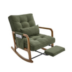 Modern rocking chair with footrest, corduroy baby armchair with side pockets, ergonomic leisure chair with lumbar cushion & adjustable backrest – suitable for living room, bedroom, and children's room (gray corduroy).