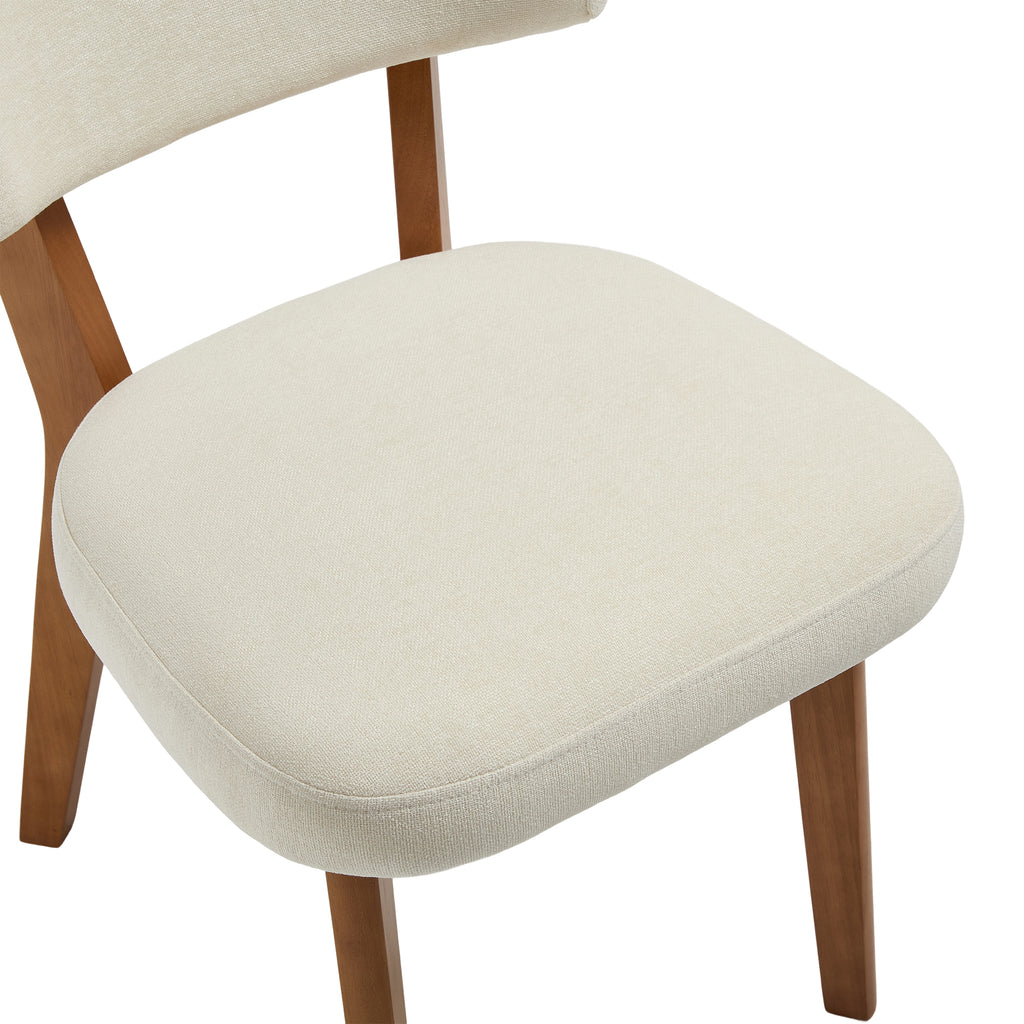 Modern Mid-Century Style Dining Chairs Set of 2, Solid Wood Legs, Fabric Upholstered Seat for Kitchen, Dining Room, or Office