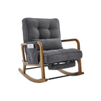 Modern rocking chair with footrest, corduroy baby armchair with side pockets, ergonomic leisure chair with lumbar cushion & adjustable backrest – suitable for living room, bedroom, and children's room (gray corduroy).