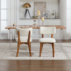 Modern Mid-Century Style Dining Chairs Set of 2, Solid Wood Legs, Fabric Upholstered Seat for Kitchen, Dining Room, or Office