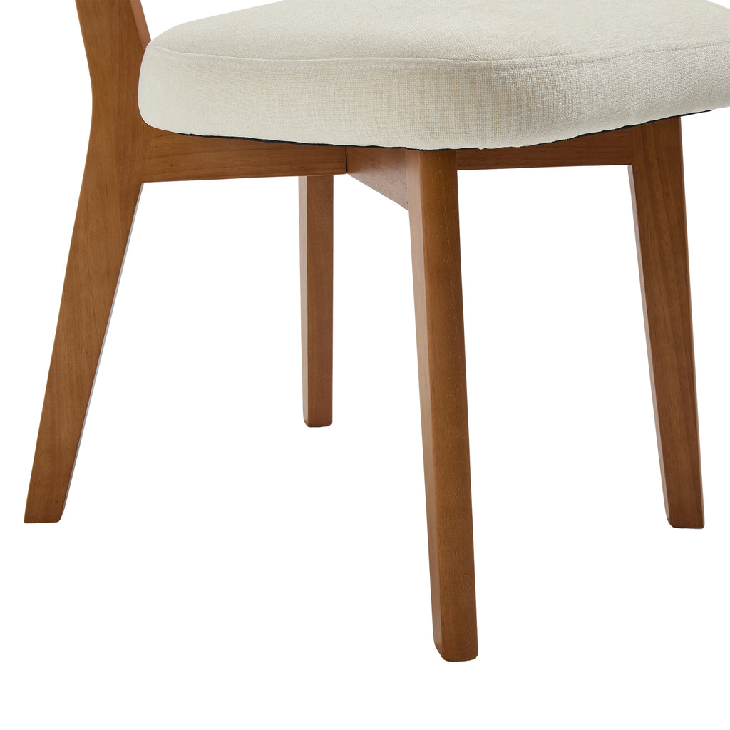 Modern Mid-Century Style Dining Chairs Set of 2, Solid Wood Legs, Fabric Upholstered Seat for Kitchen, Dining Room, or Office