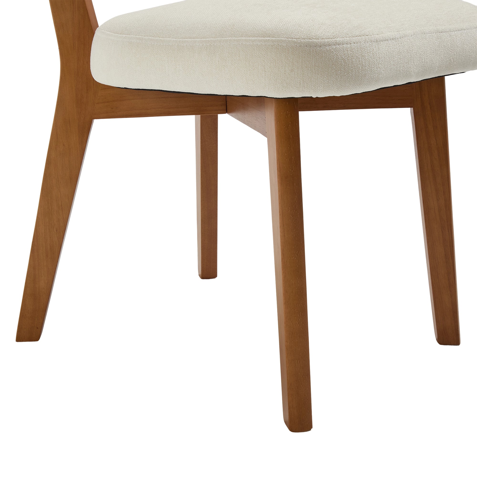 Modern Mid-Century Style Dining Chairs Set of 2, Solid Wood Legs, Fabric Upholstered Seat for Kitchen, Dining Room, or Office