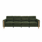 Large U-shaped sofa set with two storage ottomans; modular four-seater sofa with wooden table legs; comfortable fabric sofa, ideal for the living room and family area