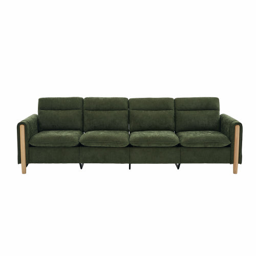 Large U-shaped sofa set with two storage ottomans; modular four-seater sofa with wooden table legs; comfortable fabric sofa, ideal for the living room and family area