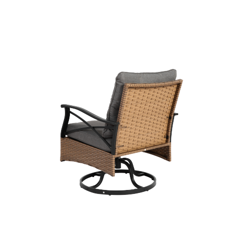 Outdoor swivel rocking chair set, 3 pieces, with 1 table and 2 rocking chairs, support 350 lbs, brown wicker outdoor furniture patio conversation set