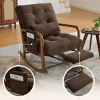 Modern rocking chair with footrest, corduroy baby armchair with side pockets, ergonomic leisure chair with lumbar cushion & adjustable backrest – suitable for living room, bedroom, and children's room (gray corduroy).