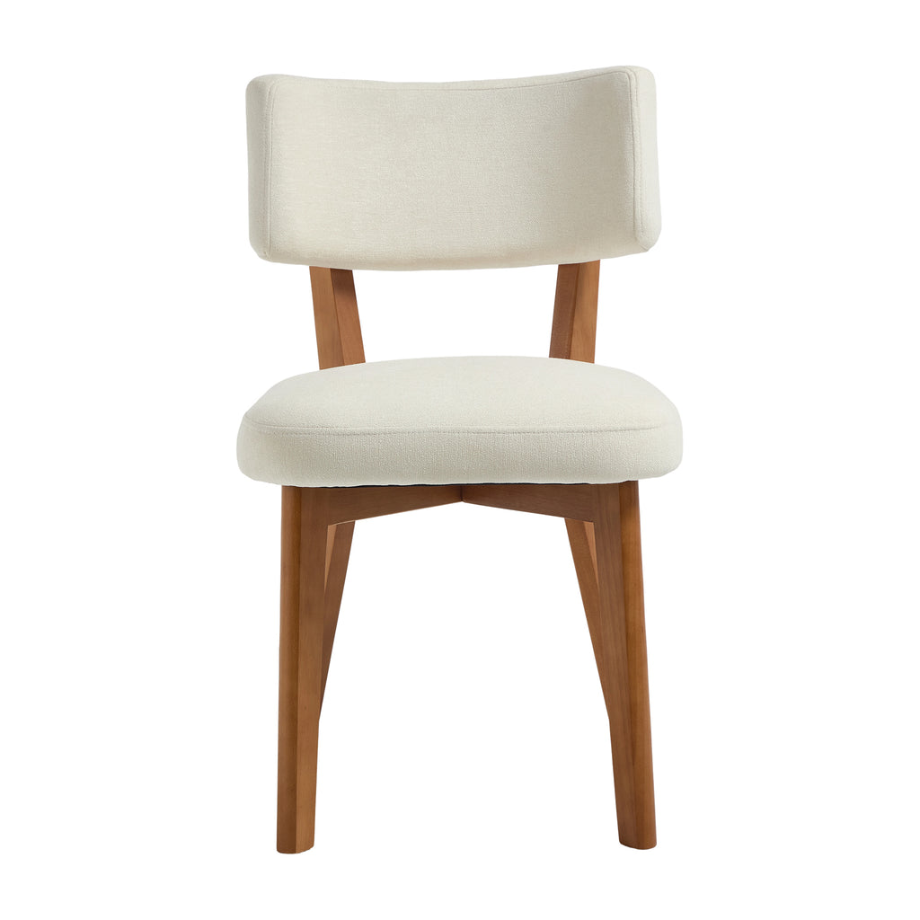 Modern Mid-Century Style Dining Chairs Set of 2, Solid Wood Legs, Fabric Upholstered Seat for Kitchen, Dining Room, or Office