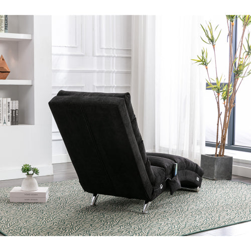Modern, fixed recliner with full-body support, gentle vibration, and side storage pockets, suitable for office, living room, and bedroom