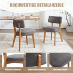Modern Mid-Century Style Dining Chairs Set of 2, Solid Wood Legs, Fabric Upholstered Seat for Kitchen, Dining Room, or Office
