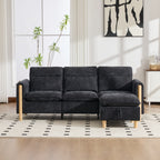 Large U-shaped sofa set with two storage ottomans; modular four-seater sofa with wooden table legs; comfortable fabric sofa, ideal for the living room and family area