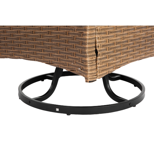 Outdoor swivel rocking chair set, 3 pieces, with 1 table and 2 rocking chairs, support 350 lbs, brown wicker outdoor furniture patio conversation set