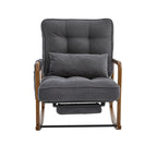 Modern rocking chair with footrest, corduroy baby armchair with side pockets, ergonomic leisure chair with lumbar cushion & adjustable backrest – suitable for living room, bedroom, and children's room (gray corduroy).