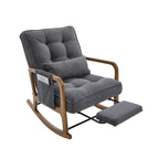 Modern rocking chair with footrest, corduroy baby armchair with side pockets, ergonomic leisure chair with lumbar cushion & adjustable backrest – suitable for living room, bedroom, and children's room (gray corduroy).