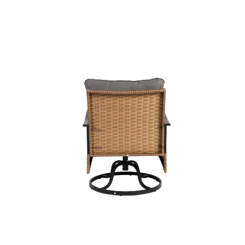 Outdoor swivel rocking chair set, 3 pieces, with 1 table and 2 rocking chairs, support 350 lbs, brown wicker outdoor furniture patio conversation set