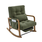 Modern rocking chair with footrest, corduroy baby armchair with side pockets, ergonomic leisure chair with lumbar cushion & adjustable backrest – suitable for living room, bedroom, and children's room (gray corduroy).