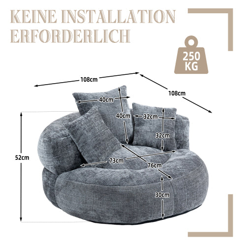 Lazy Sofa Durable Comfort Lounger High Back Bean Bag Chair Couch with Three Cushions for Adults and Kids, Indoor & Outdoor, Single Gaming Sofa Chair for Bedroom, Office