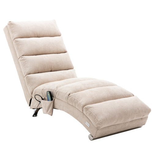 Modern, fixed recliner with full-body support, gentle vibration, and side storage pockets, suitable for office, living room, and bedroom