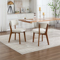 Modern Mid-Century Style Dining Chairs Set of 2, Solid Wood Legs, Fabric Upholstered Seat for Kitchen, Dining Room, or Office