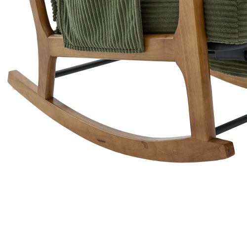 Modern rocking chair with footrest, corduroy baby armchair with side pockets, ergonomic leisure chair with lumbar cushion & adjustable backrest – suitable for living room, bedroom, and children's room (gray corduroy).