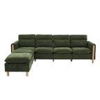 Large U-shaped sofa set with two storage ottomans; modular four-seater sofa with wooden table legs; comfortable fabric sofa, ideal for the living room and family area