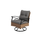Outdoor swivel rocking chair set, 3 pieces, with 1 table and 2 rocking chairs, support 350 lbs, brown wicker outdoor furniture patio conversation set