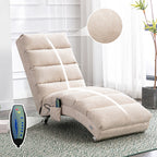 Modern, fixed recliner with full-body support, gentle vibration, and side storage pockets, suitable for office, living room, and bedroom