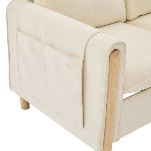 Large U-shaped sofa set with two storage ottomans; modular four-seater sofa with wooden table legs; comfortable fabric sofa, ideal for the living room and family area