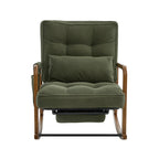 Modern rocking chair with footrest, corduroy baby armchair with side pockets, ergonomic leisure chair with lumbar cushion & adjustable backrest – suitable for living room, bedroom, and children's room (gray corduroy).