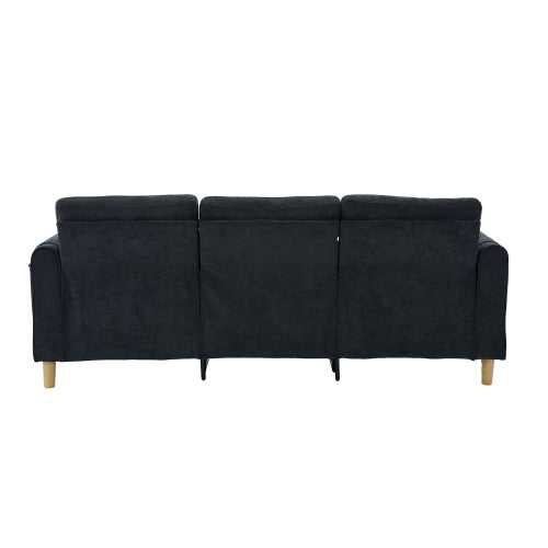 Large U-shaped sofa set with two storage ottomans; modular four-seater sofa with wooden table legs; comfortable fabric sofa, ideal for the living room and family area