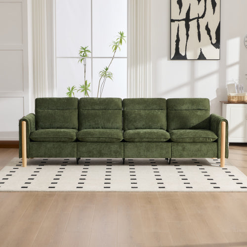 Large U-shaped sofa set with two storage ottomans; modular four-seater sofa with wooden table legs; comfortable fabric sofa, ideal for the living room and family area