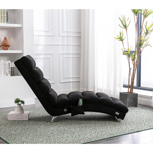 Modern, fixed recliner with full-body support, gentle vibration, and side storage pockets, suitable for office, living room, and bedroom
