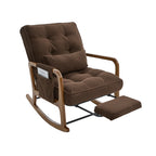 Modern rocking chair with footrest, corduroy baby armchair with side pockets, ergonomic leisure chair with lumbar cushion & adjustable backrest – suitable for living room, bedroom, and children's room (gray corduroy).