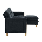 Large U-shaped sofa set with two storage ottomans; modular four-seater sofa with wooden table legs; comfortable fabric sofa, ideal for the living room and family area