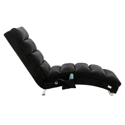Modern, fixed recliner with full-body support, gentle vibration, and side storage pockets, suitable for office, living room, and bedroom