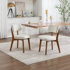 Modern Mid-Century Style Dining Chairs Set of 2, Solid Wood Legs, Fabric Upholstered Seat for Kitchen, Dining Room, or Office