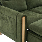 Large U-shaped sofa set with two storage ottomans; modular four-seater sofa with wooden table legs; comfortable fabric sofa, ideal for the living room and family area
