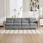 Large U-shaped sofa set with two storage ottomans; modular four-seater sofa with wooden table legs; comfortable fabric sofa, ideal for the living room and family area