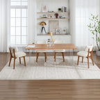 Modern Mid-Century Style Dining Chairs Set of 2, Solid Wood Legs, Fabric Upholstered Seat for Kitchen, Dining Room, or Office