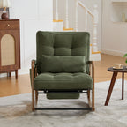 Modern rocking chair with footrest, corduroy baby armchair with side pockets, ergonomic leisure chair with lumbar cushion & adjustable backrest – suitable for living room, bedroom, and children's room (gray corduroy).