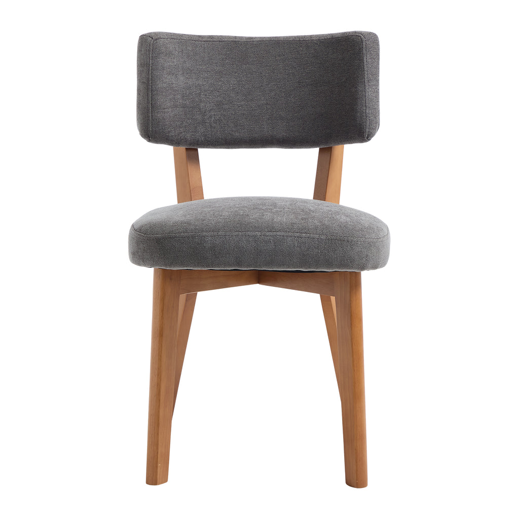 Modern Mid-Century Style Dining Chairs Set of 2, Solid Wood Legs, Fabric Upholstered Seat for Kitchen, Dining Room, or Office