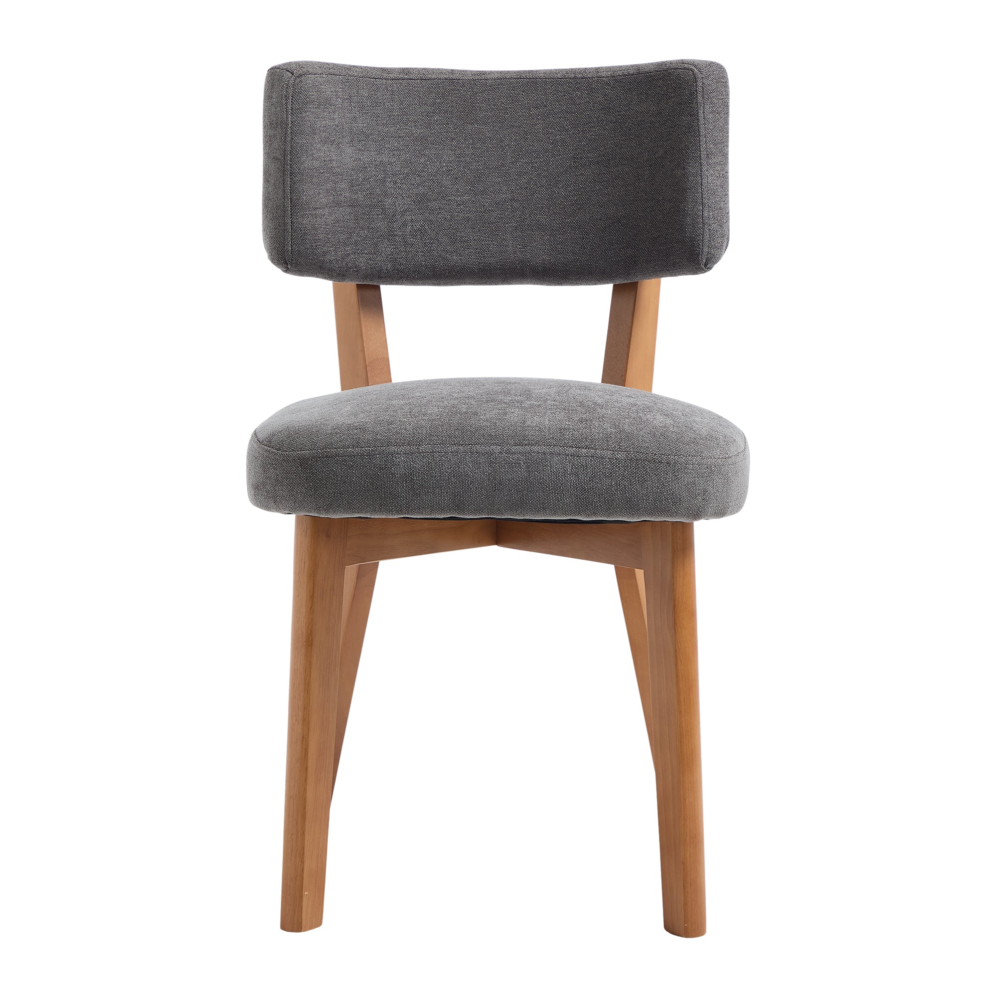 Modern Mid-Century Style Dining Chairs Set of 2, Solid Wood Legs, Fabric Upholstered Seat for Kitchen, Dining Room, or Office