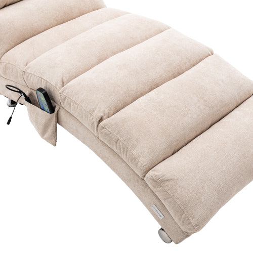 Modern, fixed recliner with full-body support, gentle vibration, and side storage pockets, suitable for office, living room, and bedroom