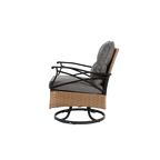 Outdoor swivel rocking chair set, 3 pieces, with 1 table and 2 rocking chairs, support 350 lbs, brown wicker outdoor furniture patio conversation set