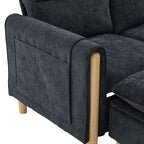 Large U-shaped sofa set with two storage ottomans; modular four-seater sofa with wooden table legs; comfortable fabric sofa, ideal for the living room and family area