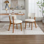 Modern Mid-Century Style Dining Chairs Set of 2, Solid Wood Legs, Fabric Upholstered Seat for Kitchen, Dining Room, or Office