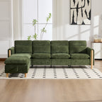 Large U-shaped sofa set with two storage ottomans; modular four-seater sofa with wooden table legs; comfortable fabric sofa, ideal for the living room and family area