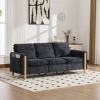 Large U-shaped sofa set with two storage ottomans; modular four-seater sofa with wooden table legs; comfortable fabric sofa, ideal for the living room and family area