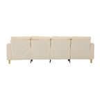 Large U-shaped sofa set with two storage ottomans; modular four-seater sofa with wooden table legs; comfortable fabric sofa, ideal for the living room and family area